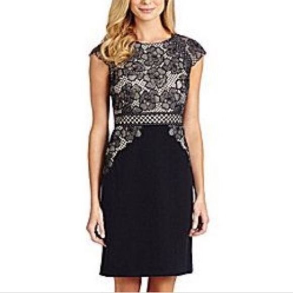 Antonio Melani Black Lace Floral Dress 10 Dark Romantic Mob Wife Retro Glam MCM - Picture 2 of 12